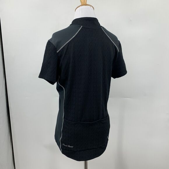 Pearl Izumi Cycling Jersey Womens L Black Textured Zip Up Mock Neck Short Sleeve - Picture 5 of 12